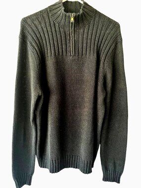 Polo Ralph Lauren navy blue cotton/linen blend 1/4 zip pullover  men’s L preppy